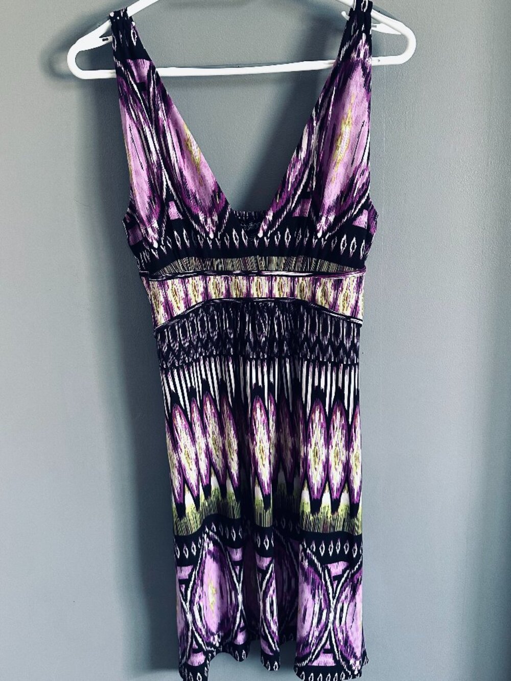 Papillon Striking V neck Purple Summer Dress Women's XL Slip on Like new